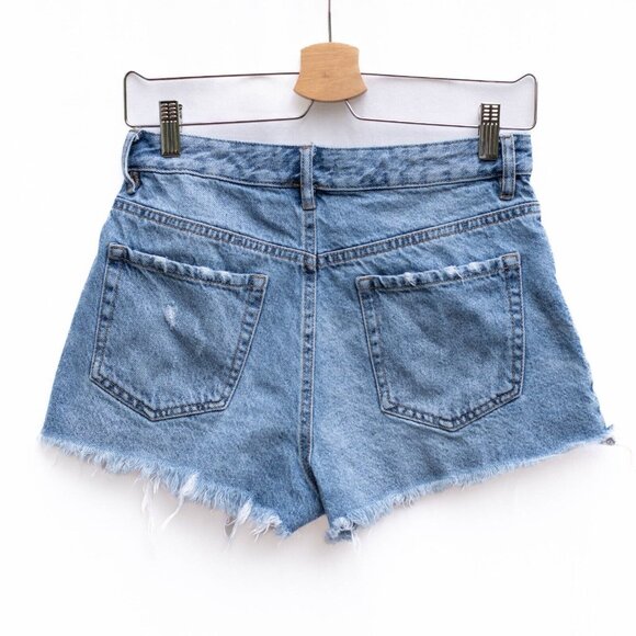 Pacsun Shorts Womens 27 Blue High Rise Festival Medium Wash Zip Fly Ripped Denim - Picture 5 of 10